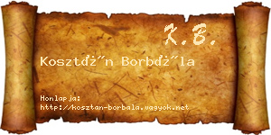 Kosztán Borbála névjegykártya